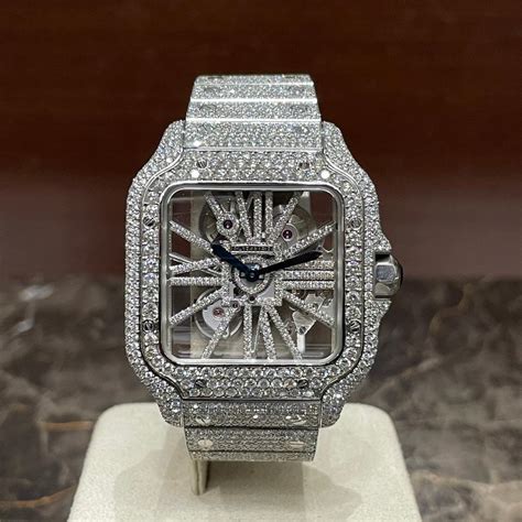 cartier santos iced out preis|cartier santos skeleton retail price.